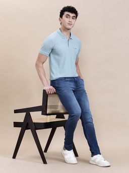 Crocodile - Men'S Regular Fit Slim Fit Blue Solid Polo T-Shirt