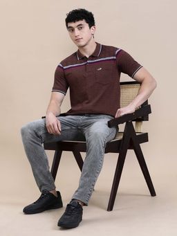 Crocodile - Men'S Regular Fit Slim Fit Brown Striper Polo T-Shirt