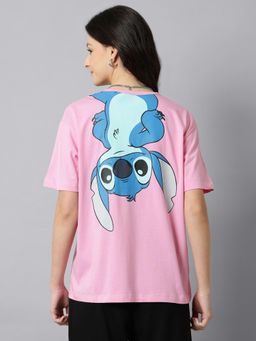 Free Authority - Women Lilo and Stitch Printed Oversize T-Shirt