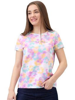 Spykar - Women Pink Regular Fit Printed Half Sleeve Casual T-Shirt