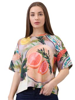 Spykar - Women Multi-Color Oversized Printed Half Sleeve Casual T-Shirt