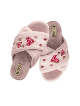 RETTROSE - The Kaylee Dusky Pink Luxury Plush Diamante Embellished Slippers