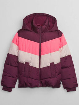 GAP - Multi-Colour Girl's Hooded Colour-Block Puffer Jacket