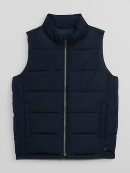 GAP - Navy Blue Boy's High Neck Quilted Sleeveless Puffer Jacket