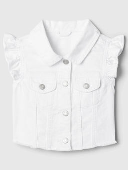 GAP - White Girl's Flutter Sleeve Denim Jacket