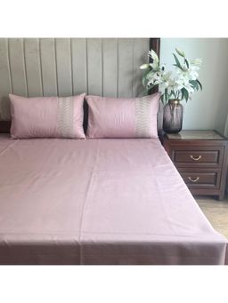 Sadyaska - Old Rose Chevron Cotton Rich Bedsheet (King)