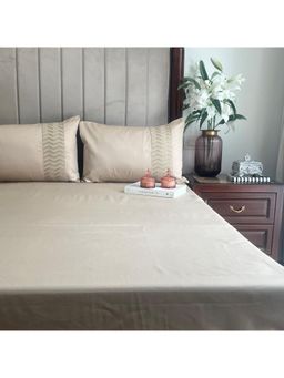 Sadyaska - Sand Chevron Cotton Rich Bedsheet (King)