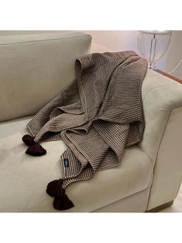 Sadyaska - Coffee Woven Honeycomb Throw with Tassels