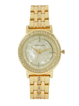 Joker and Witch - Joker & Witch Moonlight All Gold Dial Rhinestone Metallic Link Strap Analog Womens Watch