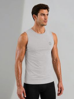 CHKOKKO - Men's Grey Body Fit Stretch Compression Tank