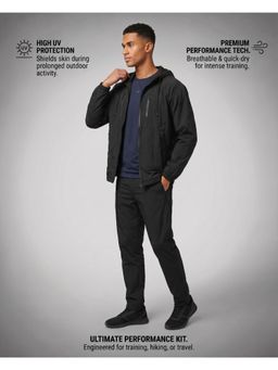 CHKOKKO - Men's Black Lightweight Hooded Windcheater Jacket With Zipper Pockets