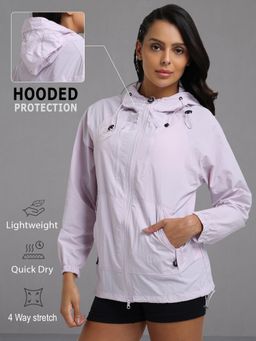 CHKOKKO - Purple Women Sporty Hooded Windcheater Jacket