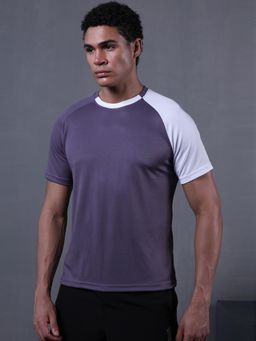 CHKOKKO - Purple Men's Colorblock Gym T-Shirt