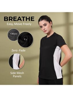 CHKOKKO - Womens Mesh Gym T-Shirt Dry Fit Breathable Yoga Running Workout Black