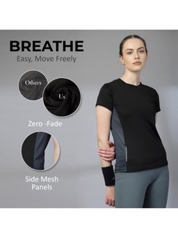 CHKOKKO - Womens Mesh Gym T-Shirt Dry Fit Breathable Yoga Running Workout Black