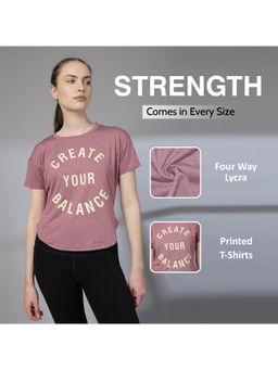 CHKOKKO - Womens Typography Apple Cut Gym T Shirt Quick Dry Breathable Maroon