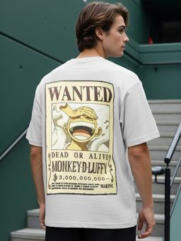 Bewakoof - Men Grey Wanted Graphic Printed Oversized T-Shirt