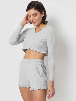 PINACOLADA - Womens Light Grey Cropped Co-ords (Set of 2)