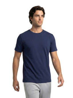 Park Avenue - Men Cotton Blend Solid Dark Blue T-Shirt