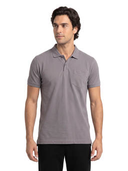 Park Avenue - Regular Fit Solid Dark Grey Polo T-Shirt