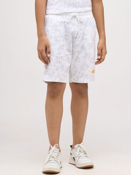 Jack & Jones Junior - Boys Printed Cotton White Shorts