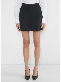 Fnocks - Women Elegant High-Waisted Pleated Black Short