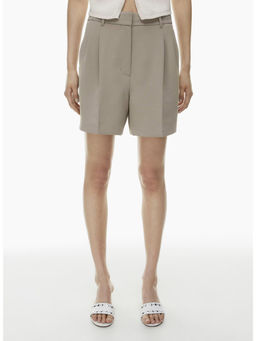 Fnocks - Women Elegant High-Waisted Pleated Khaki Shorts
