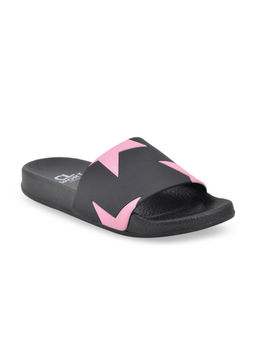 Carlton London - Patterned Black Pink Sliders