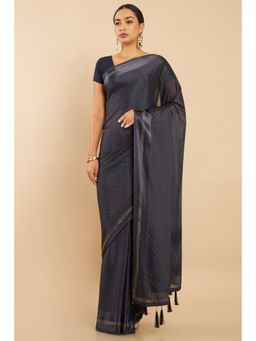 Soch - Women Grey Embellished Saree with Unstitched Blouse