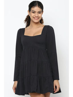 American Eagle - Women Black Tiered Corset Mini Dress