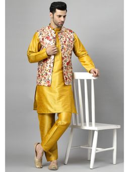 UTSAV FASHION - Men Regular Yellow Kurta and Pant with Jacket