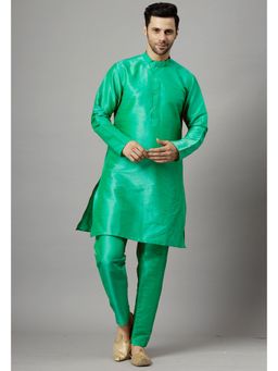 UTSAV FASHION - Men Dyed Regular Green Kurta with Pant