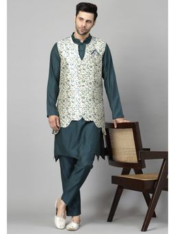 UTSAV FASHION - Men Regular Teal Kurta and Pant with Jacket