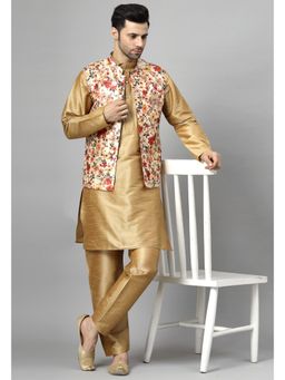 UTSAV FASHION - Men Regular Gold Kurta and Pant with Jacket