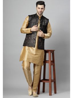 UTSAV FASHION - Gold Men Regular Kurta and Pant with Jacket