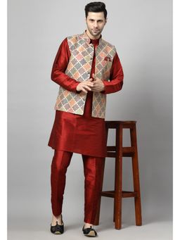UTSAV FASHION - Red Men Regular Kurta and Pant with Jacket