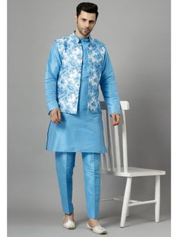 UTSAV FASHION - Blue Men Regular Kurta and Pant with Jacket