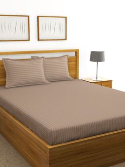 BIANCA - Super Soft Cotton Satin Stripe Xl King Double Bedsheet with 2 Pillow Covers -3pc set