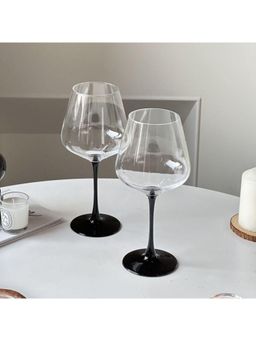 Smokey Cocktail - Black Stem Wine Glass- Set Of 2