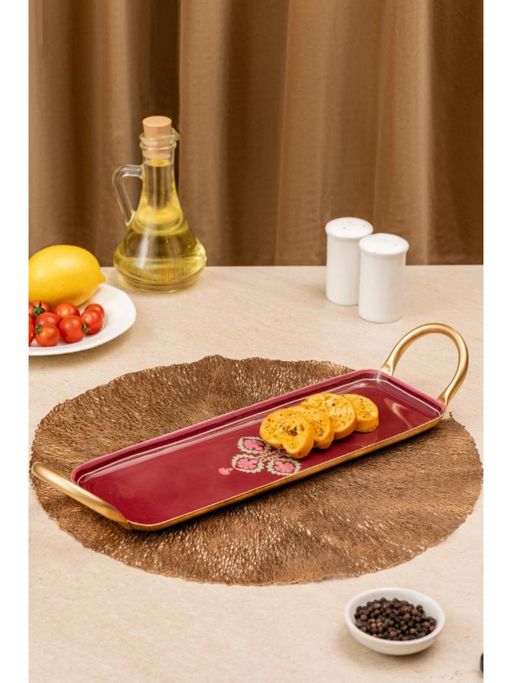 The Pitara Project Metal Motif Tray - Gulnar Red