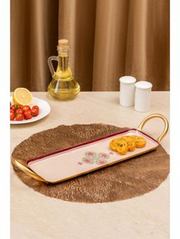 The Pitara Project - Metal Motif Tray - Gulnar Light Pink