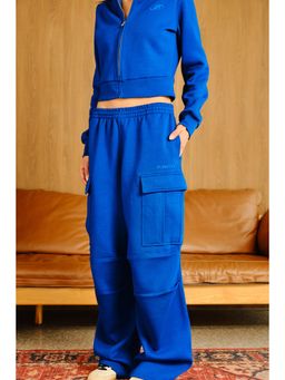 Bonkers Corner - Womens Blue Electric Solid Cargo Trackpant
