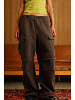Bonkers Corner - Womens Dark Olive Fadeout Solid Cargo Trackpant