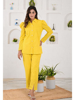 Autumnlane - Ojasvi Yellow Schiffli Cotton Co-Ord (Set of 2)