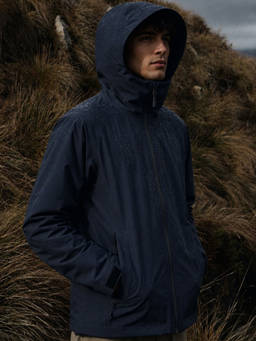 Nobero - Men's Navy Blue Polyester Regular Fit Solid Rain Jacket