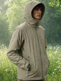 Nobero - Men's Green Polyester Regular Fit Solid Rain Jacket