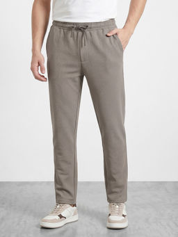 R&B - Men's Beige Cotton Blend Regular Fit Solid Casual Trouser