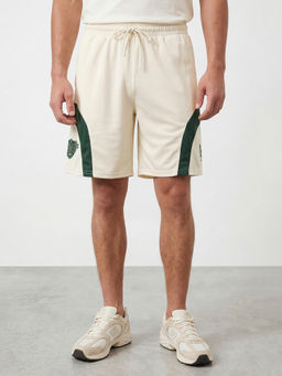 R&B - Men's Cream Polyester Regular Fit Printed Shorts