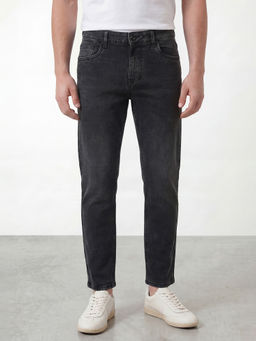 R&B - Men's Grey Cotton Straight Fit Solid Jeans