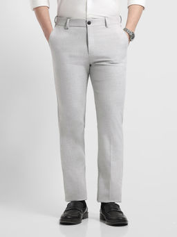 Arrow Newyork - Men's Grey Polyester Regular Fit Solid Formal Trouser